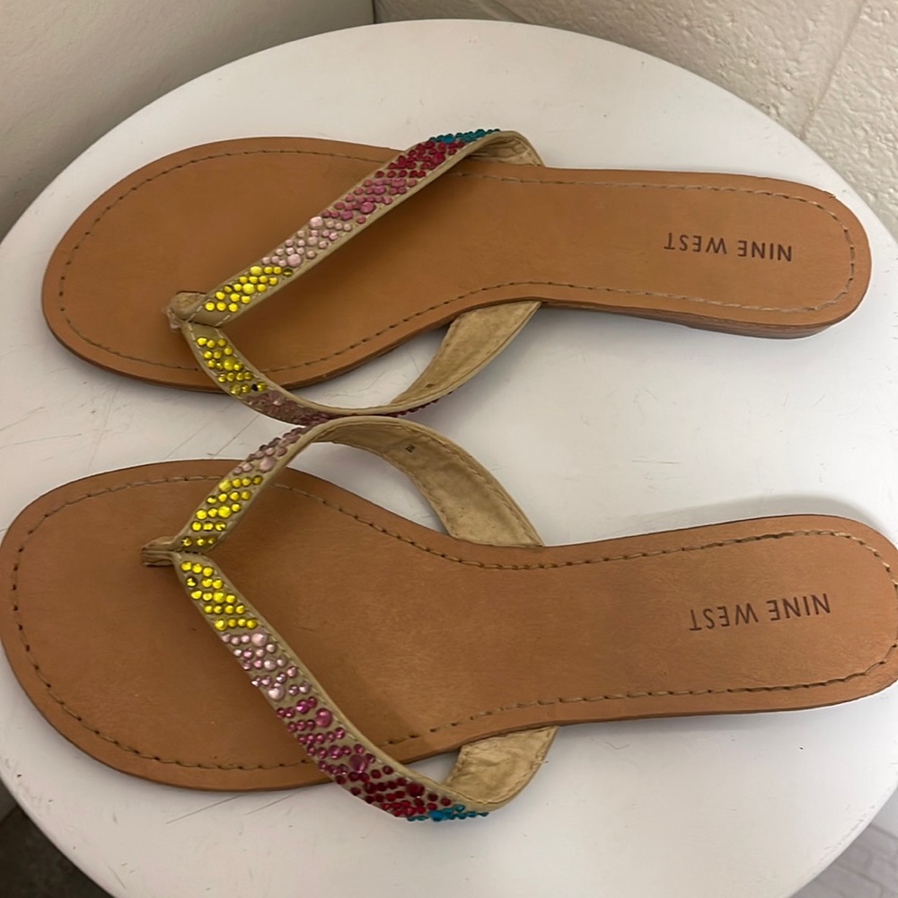Nine West rhinestone flat sandals